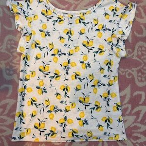 Banana Republic Lemon Print Blouse - Yellow and Green